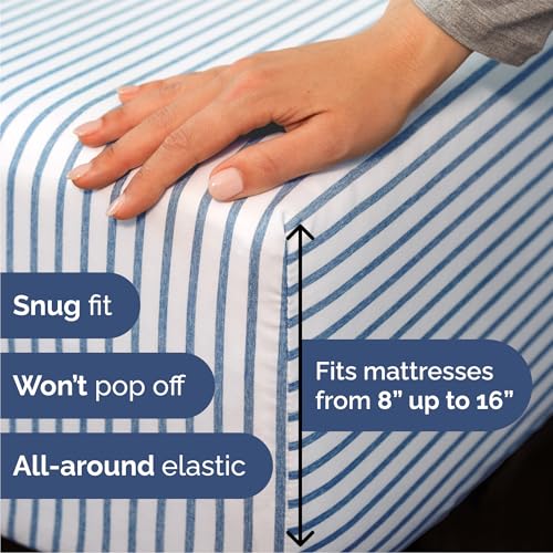 Queen Size 4 Piece Sheet Set (43 - Blue Stripes 2 / Queen)