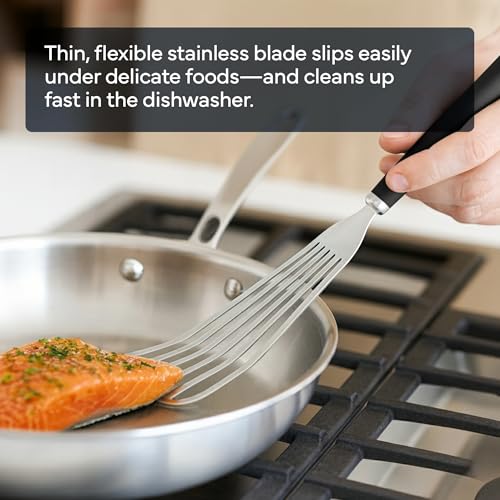 Fish Stainless Steel Spatula (Stainless Steel / Black)