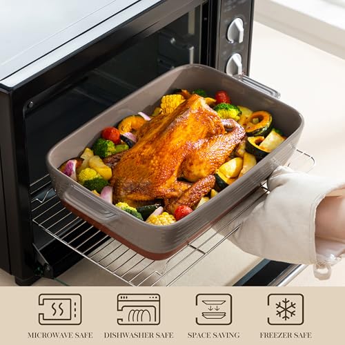 Large 9x13 Ceramic Baking Dish with Handles