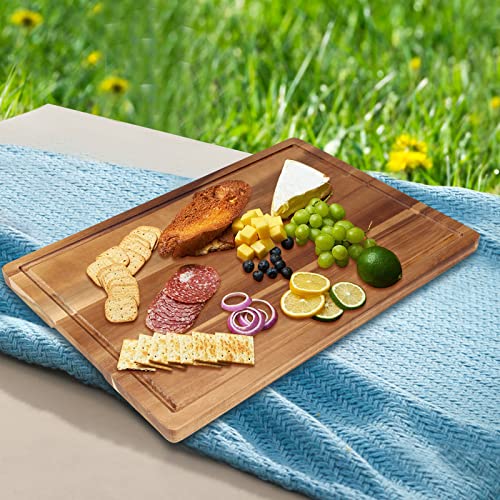 17" Acacia Wood Cutting Boards for Kitchen Meat Large Wooden Chopping Board (17"L x 12"W)