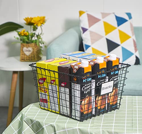 4 Pack【Extra Large】 Wire Handmade Storage Basket for Organizing Household Goods (Extra-Large Black)