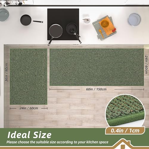 Kitchen Rugs and Mats 2PCS Non (Green / 24"x36"+24"x60" (Rectangular))