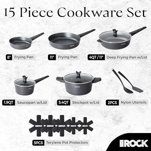 SOHO 15Pcs Cookware Set (Granite Black / 15PCS)