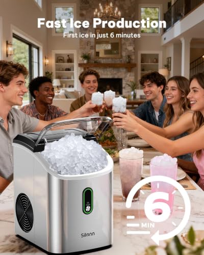 Nugget Ice Maker Countertop (Stainless Steel-PRO / 33 lbs)