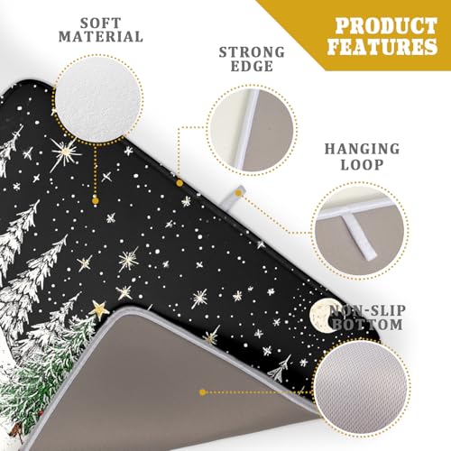 Winter Snowman Dish Drying Mat 24 X 18 in Black Microfiber Dish Pad Absorbent Holiday Kitchen Accessories (Winter Snowman Black / 24" x 18")