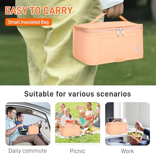 NOL Small Lunch Bag Mini Lunch Box Insulated Lunch Bag for Men (Orange-1 / Medium(5 Liters))