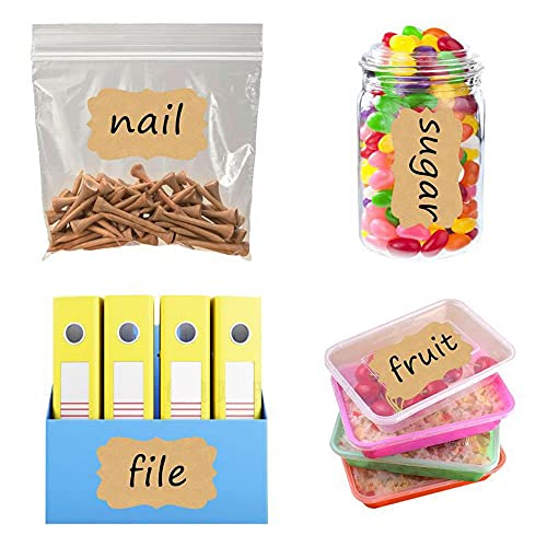 300 Pcs Self Adhesive Gift Tags Name Jar Labels Stickers (Brown)