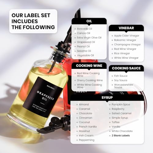 Olive Oil Dispenser Bottle for Kitchen With Weighted Pourer (350ml, Set of 4 Bottles / Black)