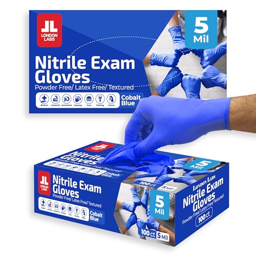 Cobalt Blue 5 Mil Nitrile Exam Gloves Disposable Latex Free (Cobalt Blue / Large)