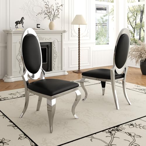 Modern Dining Chairs Set of 6 (Black/Silver / Set of 6)