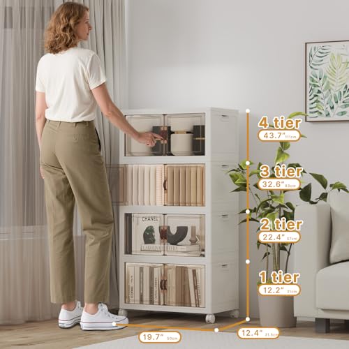 208QT Stackable Storage Bins with Lids (White / 19.7"L)