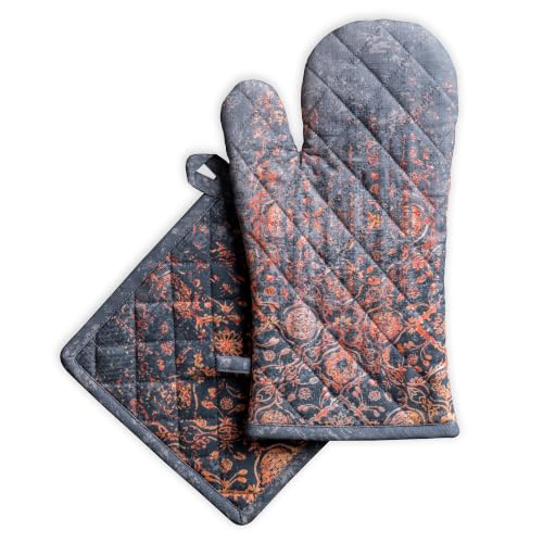 100% Cotton Oven Mitt & Pot Holder Set (024 - Imperfection / 7.5" x 13" & 8" x 8" (Oven Mitt & Pot Holder))