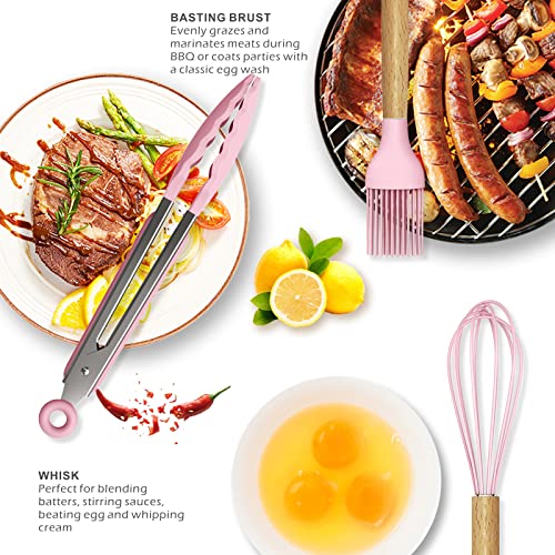Silicone Kitchen Utensils Set (Pink)