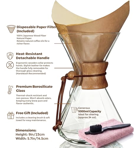 Pour Over Coffee Maker Set (Diamond Design / 34 Ounces)
