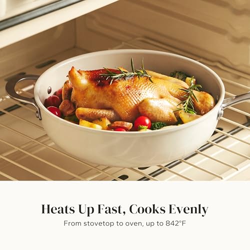 Ceramic Saute Pan with Lid (Beige)