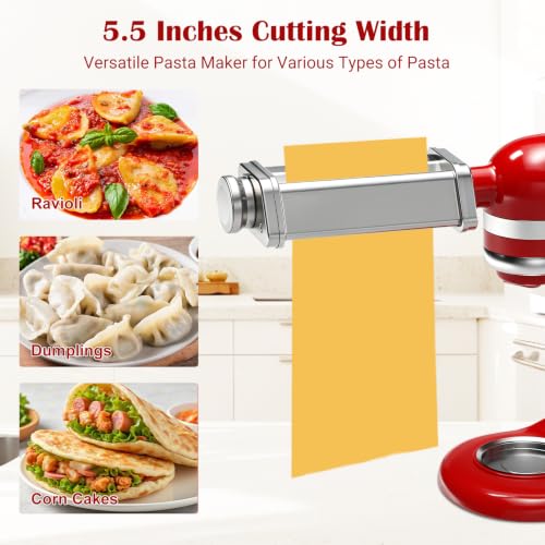 Pasta Roller Attachment for KitchenAid Stand Mixer (Silver)