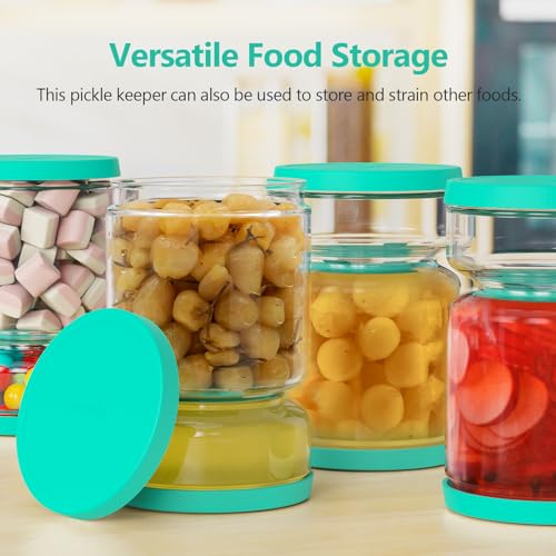 Glass Pickle Container with Strainer (Green)