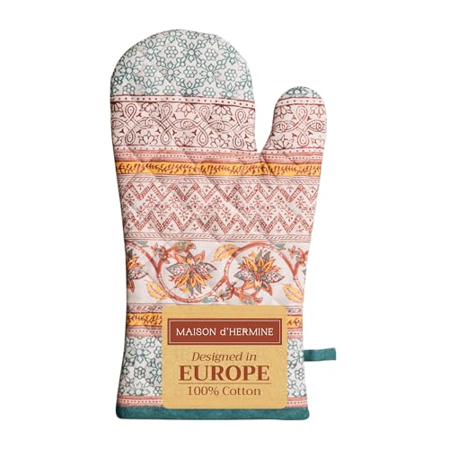 Maison d'Hermine Oven Gloves 100% Cotton Oven Mitt (047 - Nila / 7.5" x 13" (Oven Mitt))