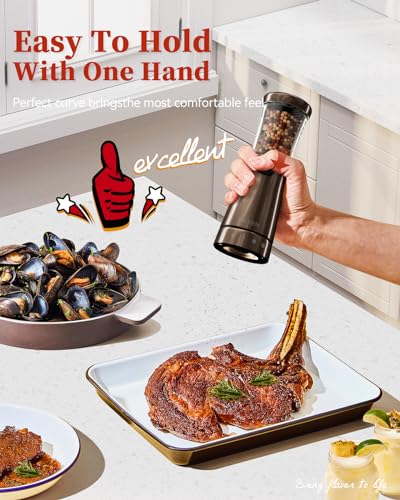 Electric Salt and Pepper Grinder Set with Storage Base (Bronze)