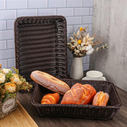 5 Pack 16 Inch Deep Coffee Wicker Bread Basket (5 Pack 16 Inch Coffee)