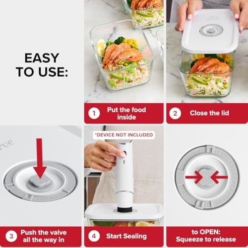 Glass Vacuum Seal Containers for Food Storage (Mixed Set – 1 Small, 1 Medium, 1 Large)