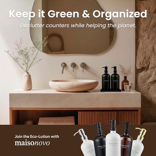 Bathroom Soap Dispenser Set (Black Bottles Black Pumps Black Tray)