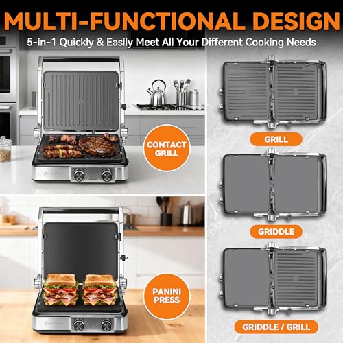 4 slice Panini Press Grill Cheese Sandwich Maker (Silver)