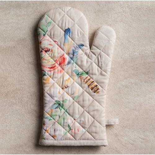 Maison d'Hermine Oven Gloves 100% Cotton Oven Mitt (065 - Ibiza - Beige / 7.5" x 13" (Oven Mitt))