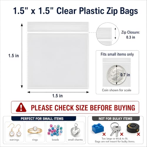 360Pcs 1.5x1.5in Small Plastic Zip Bags (360 Count)