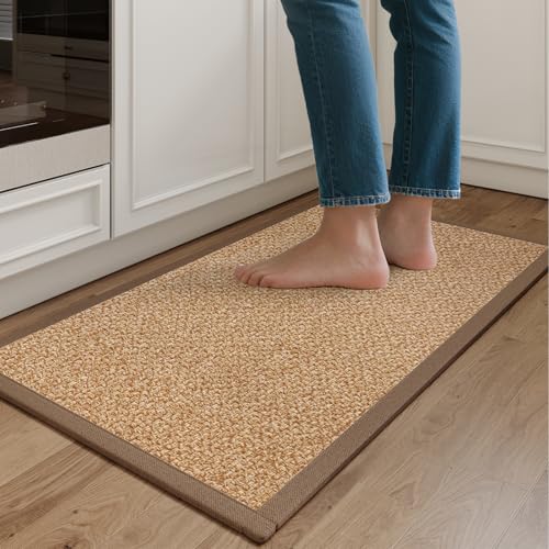 Kitchen Rugs Kitchen Mats for Floor Non Slip Washable Brown 17"x30" (3.575 Sq Ft)