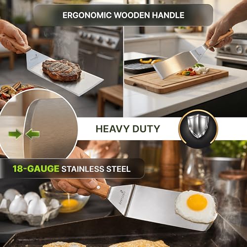 Metal Spatula Set (Wooden handle set + tongs and bottles)