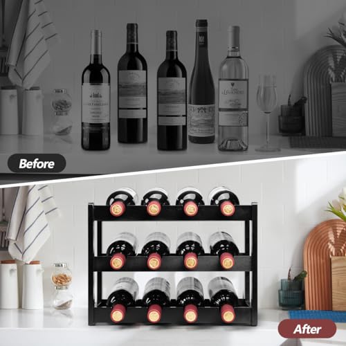 Bamboo Wine Rack (3 Tier Black)