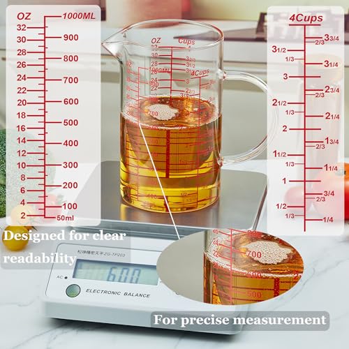 Ackers Mirror Graduated Glass Measuring Cup (32OZ Mirror Graduated)