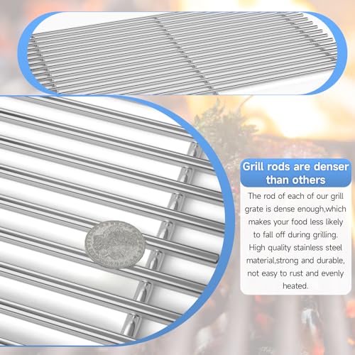 18.7'' x 33.3'' Stainless Steel Cooking Grates for Weber Genesis (18.7''D x 33.75''W)