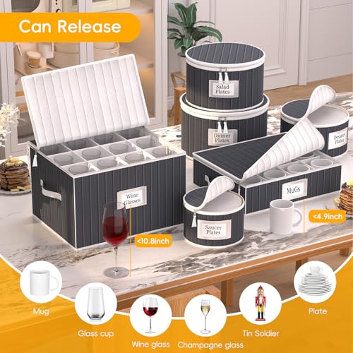 Fine China Storage Containers (Gray01 / 6 Pack China Storage Containers Set (Gray）)
