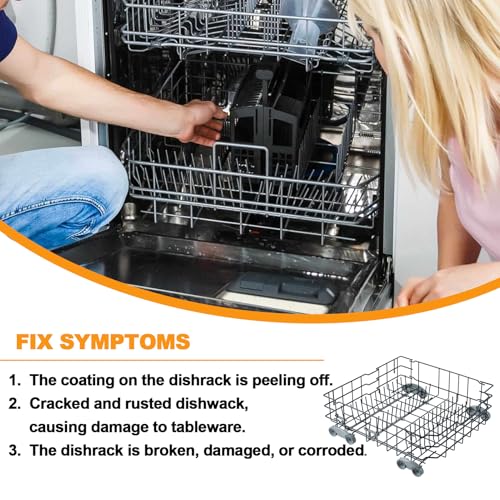Upgraded WD28X25960 Dishwasher Lower Rack Replacement Parts for GE Dishwasher Bottom Rack Profile Triton XL Monogram Cafe Dishrack GE Dishwasher Rack Lower Drawer Tray With WD35X21041 Rollers