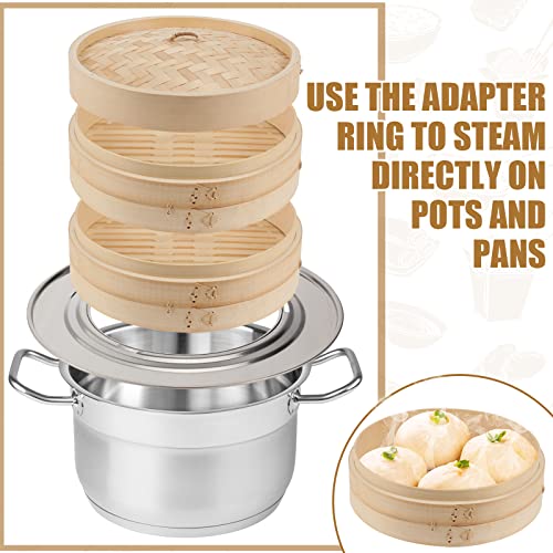 59 Pcs 2 Tier Bamboo Steamer Basket Set (12 Inch)