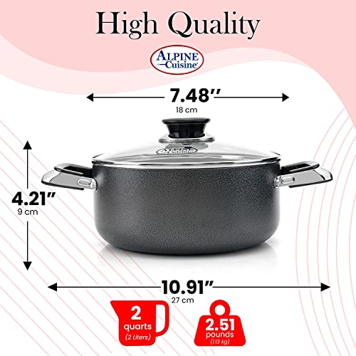 2 Quart Non stick Stock Pot with Tempered Glass Lid and Carrying Handles (2-Quart Stock Pot / Standard Packaging)