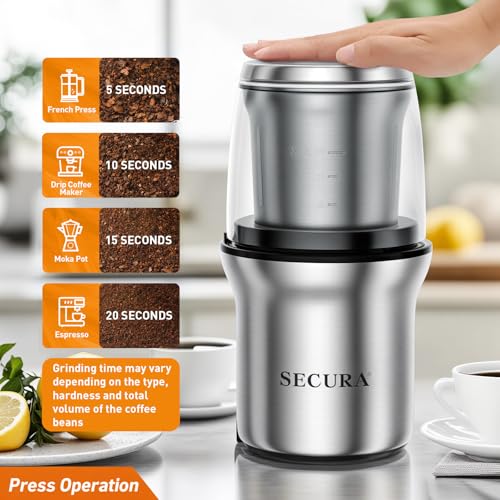 Electric Coffee and Spice Grinder (Stainless / 1 removable bowl)
