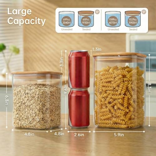 Large Glass Storage Containers 132oz&63oz (2 Count)