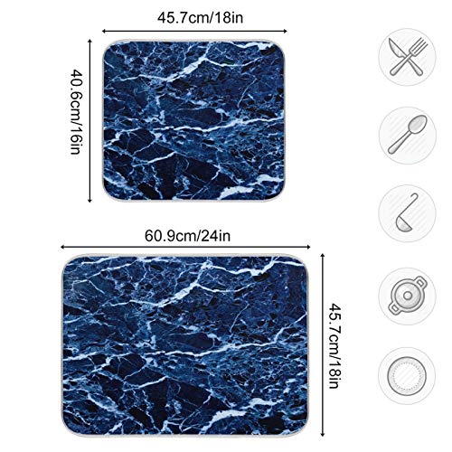 Super Absorbent Dish Drying Mat (Navy Blue Marble / 18" x 24")