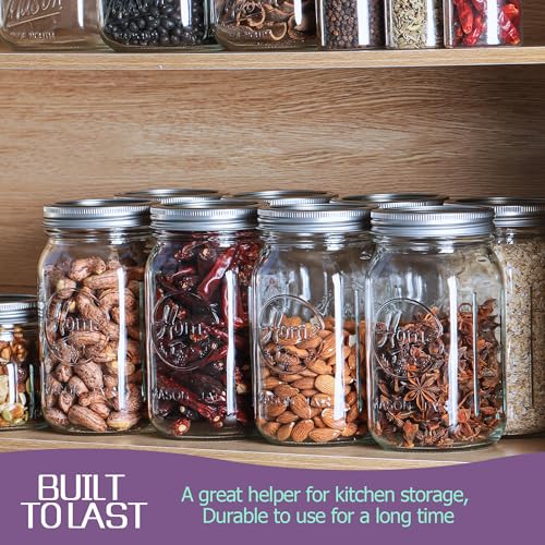 12 Pack Wide Mouth Mason Jars 32 oz (32 oz-12Pack-Home)