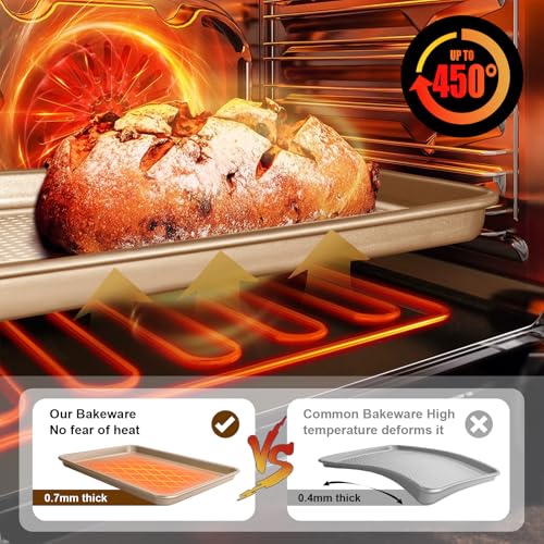 Baking Sheet Pan Set of 2 (15x10x1 inch Set / Textured Champagne Gold)