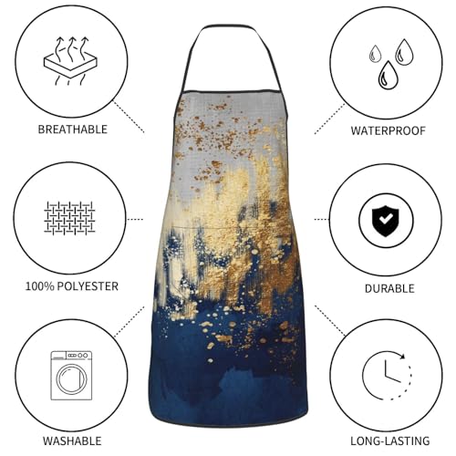 Blue and Gold Abstract Art Apron