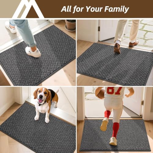 Dirt Trapper Door Mat 32"x48" Non Slip Washable Dark Grey