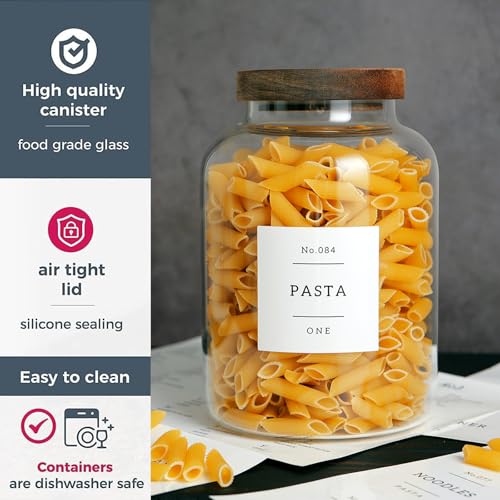 Set Of 2 Large Glass Jar with Wooden Lid with 132 Labels (2 Count)