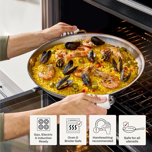 D3® Stainless Steel 14 inch Paella Pan (14 Inch Paella Pan)