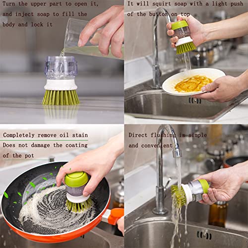 Dish Brush with Soap Dispenser (Green)