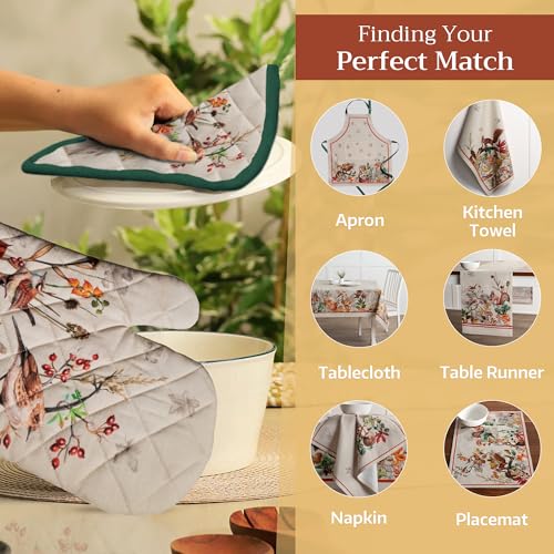 100% Cotton Oven Mitt & Pot Holder Set (053 - Recolte / 7.5" x 13" & 8" x 8" (Oven Mitt & Pot Holder))