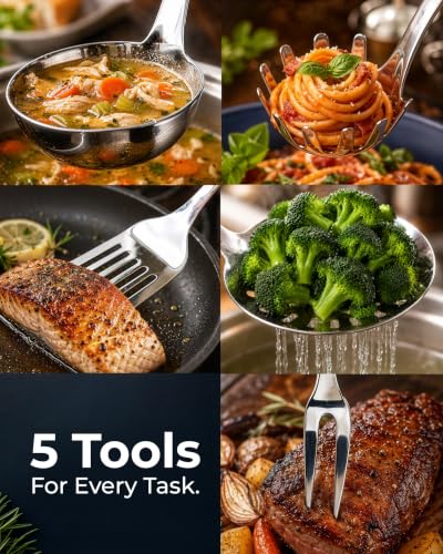 Stainless Steel 5 Piece Cooking Utensil Set (5 Piece Set)